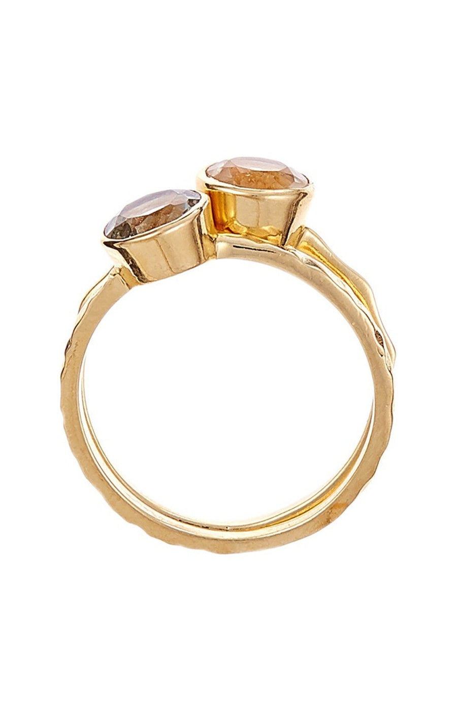 Bague Cléa - Laiton doré, verre & améthyste