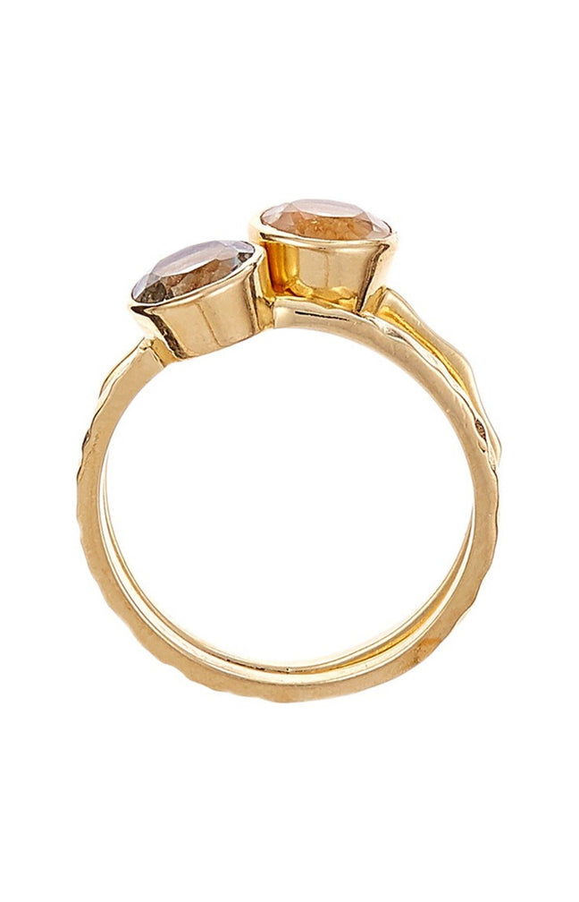 Bague Cléa - Laiton doré, verre & améthyste