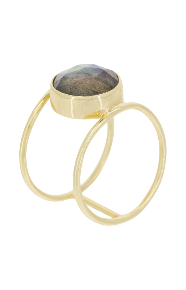 Bague Nicole - Laiton doré & labradorite