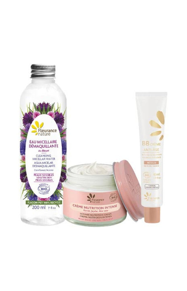 Coffret soins bio - Crème nourrissante, eau micellaire & BB crème medium - Visage