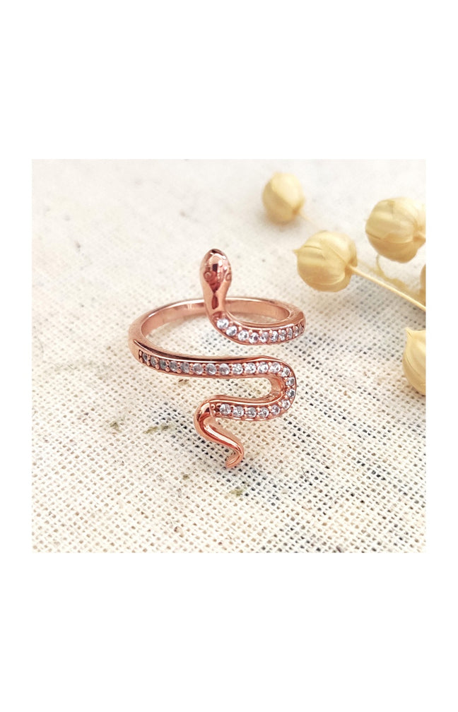 Ear cuff serpent - Argent 925/000 plaqué or rose & zircons