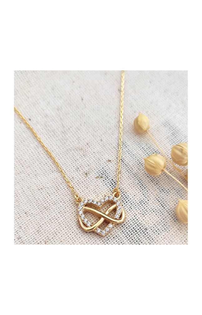 Collier cœur - Argent 925/000 plaqué or & zircons
