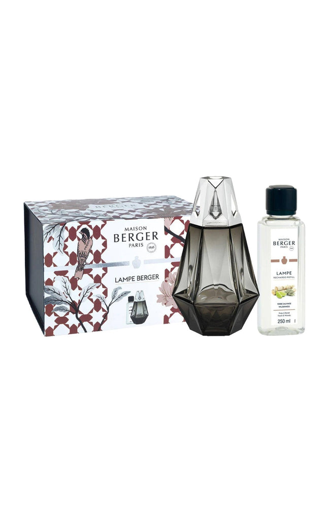 Coffret lampe à catalyse - Prisme noir & recharge terre sauvage - 250 ml
