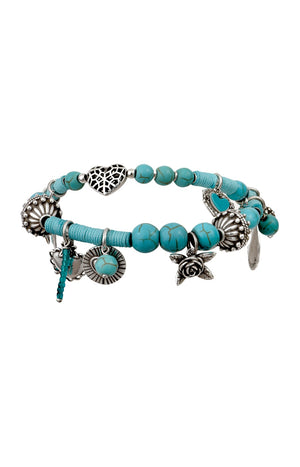 Bracelet charms L'Essence du Cœur - Métal argenté, cristal swarovski & howlite