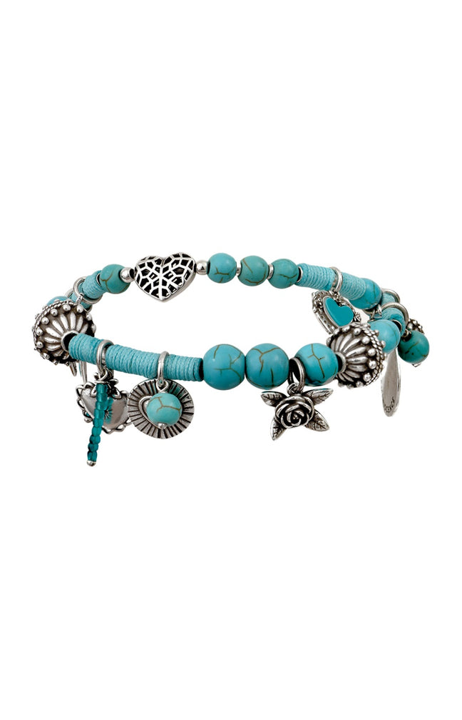Bracelet charms L'Essence du Cœur - Métal argenté, cristal swarovski & howlite