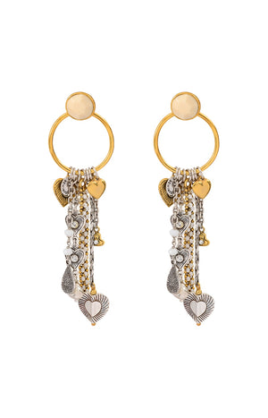 Boucles d'oreilles pendantes L'Essence du Cœur - Métal doré & perles fines