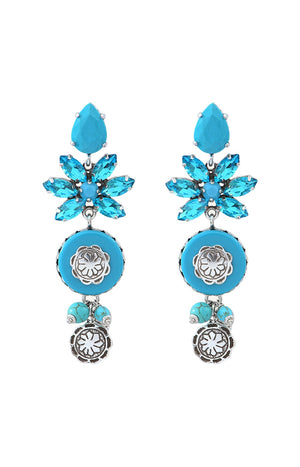 Boucles d'oreilles Amazones - Laiton argenté & cristal Swarovski