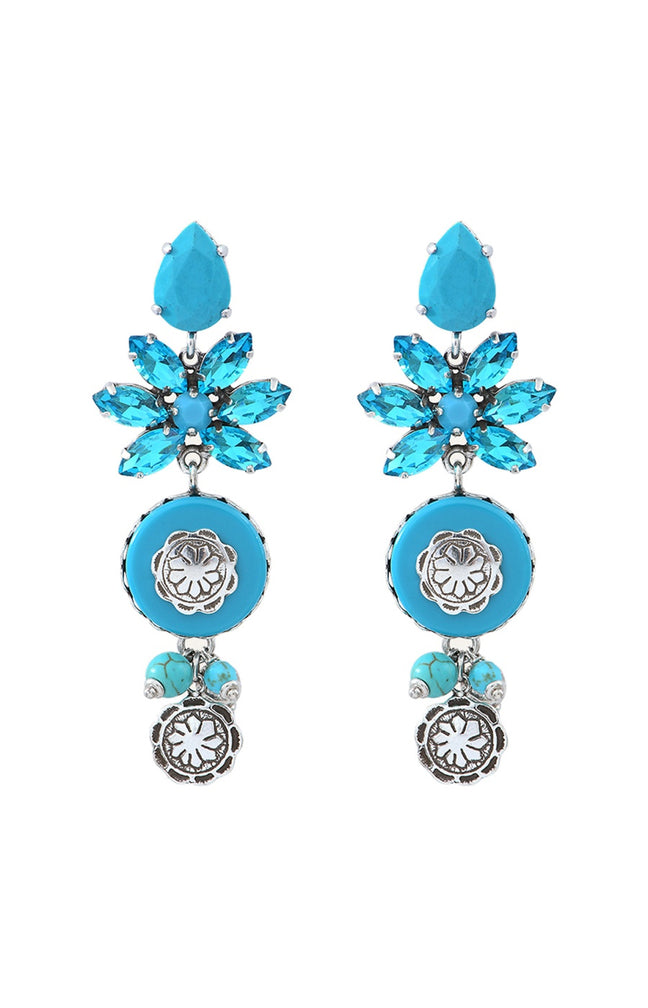 Boucles d'oreilles Amazones - Laiton argenté & cristal Swarovski