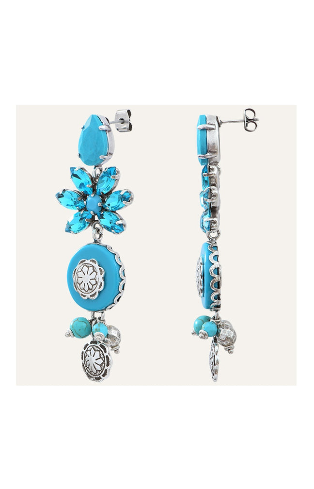 Boucles d'oreilles Amazones - Laiton argenté & cristal Swarovski