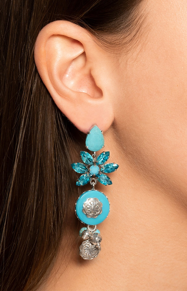 Boucles d'oreilles Amazones - Laiton argenté & cristal Swarovski