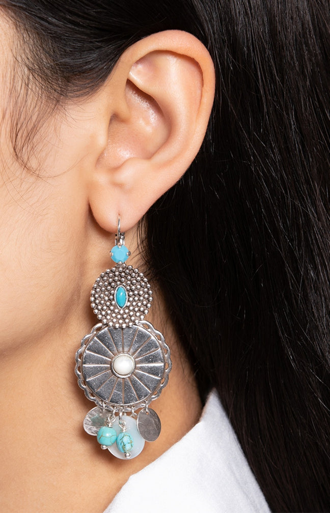 Boucles d'oreilles dormeuses Positano - Laiton argenté