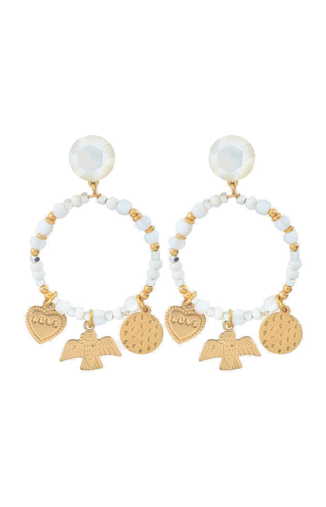 Boucles d'oreilles à clips Lucky Charms - Métal doré & corne