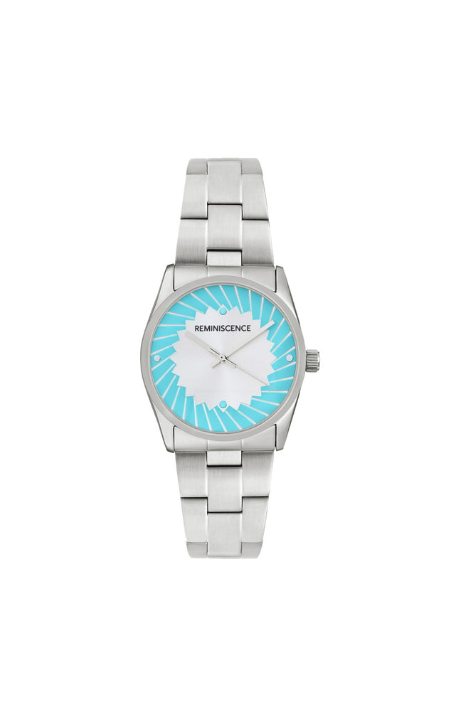 Montre à quartz - Acier inoxydable - Argenté & turquoise