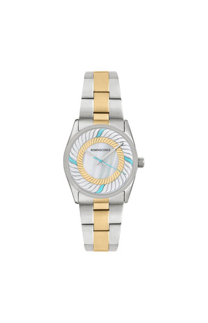 Montre à quartz - Acier inoxydable - Argenté, doré & turquoise