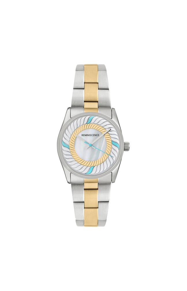 Montre à quartz - Acier inoxydable - Argenté, doré & turquoise