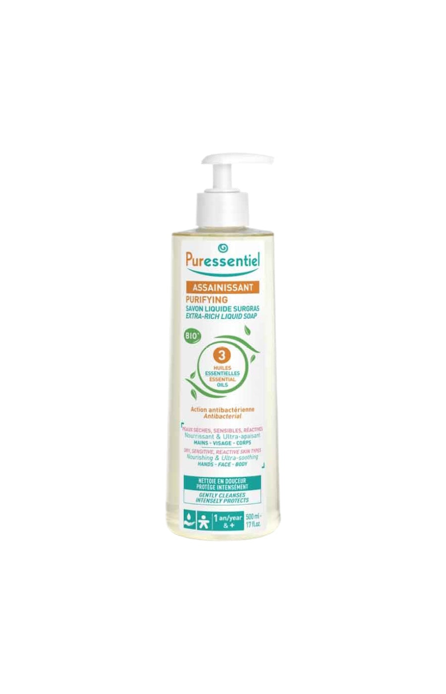 Savon surgras assainissant aux herbes essentielles bio - Visage & corps - 500 ml