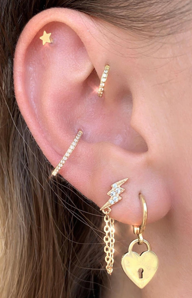 Boucle d'oreille - Petit cœur - Laiton doré or 1 micron