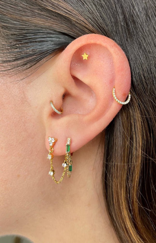 Piercing d'oreille - Side - Acier chirurgical inoxydable argenté