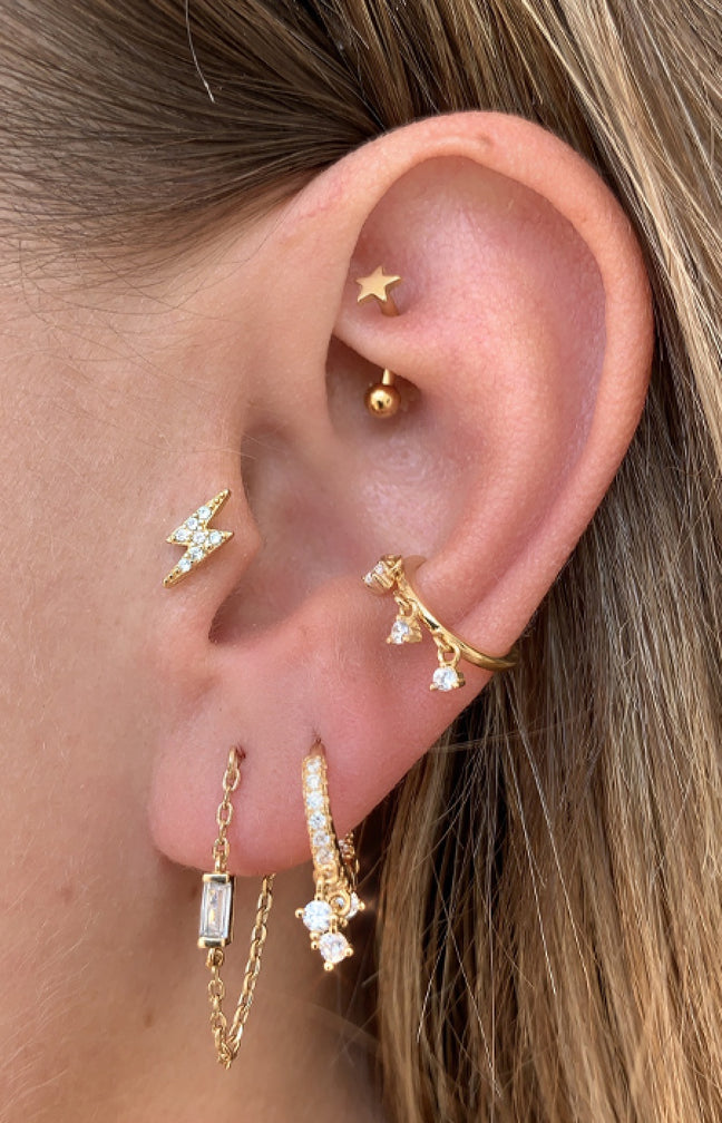 Earcuff - Sparkly - Laiton doré or 1 micron