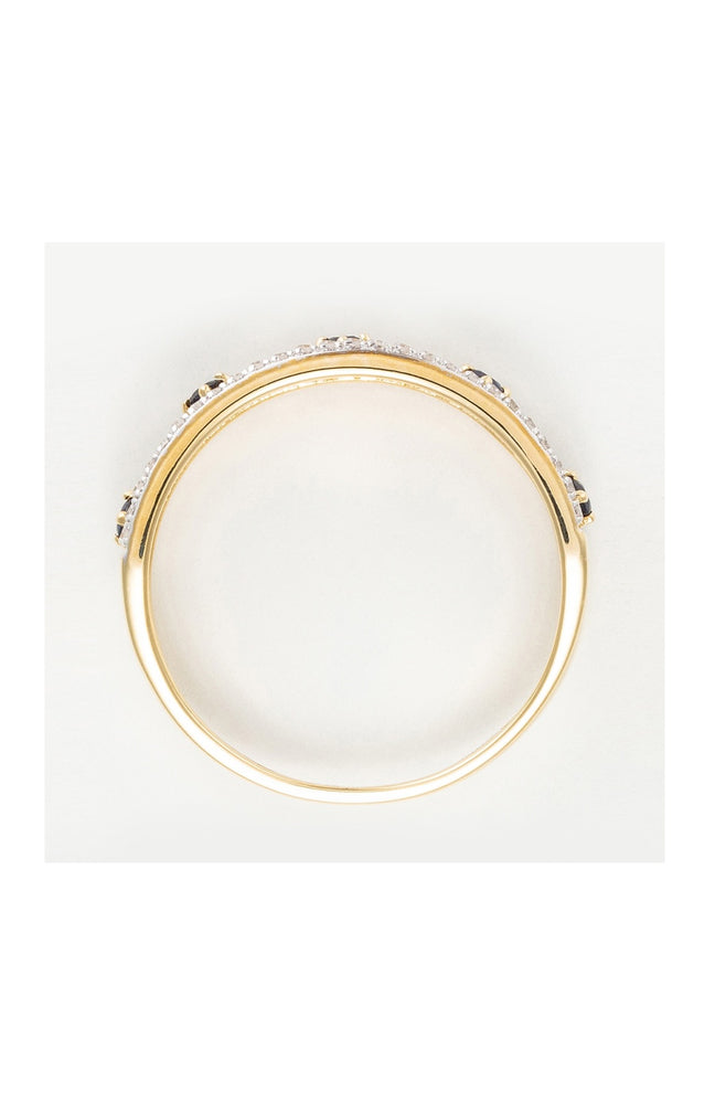 Bague Sapphire Crown - Or jaune 375/1000, diamants & saphir