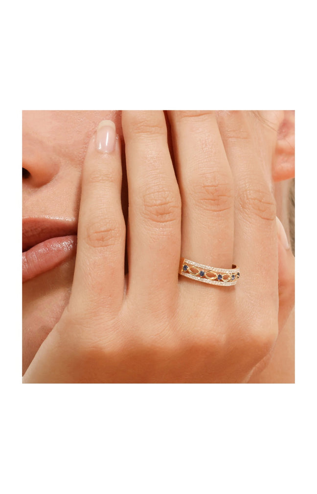 Bague Sapphire Crown - Or jaune 375/1000, diamants & saphir