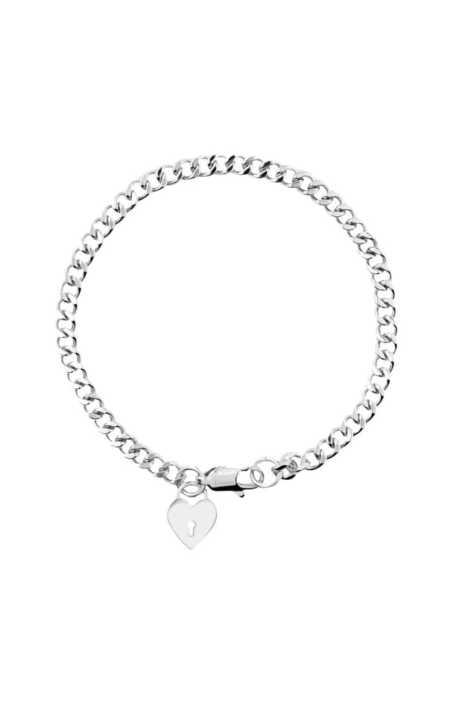 Bracelet cœur - Laiton plaqué argent 10 microns