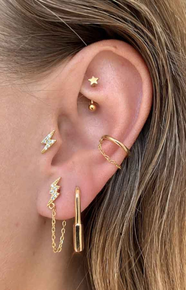 Earcuff - Chain - Laiton doré or 1 micron