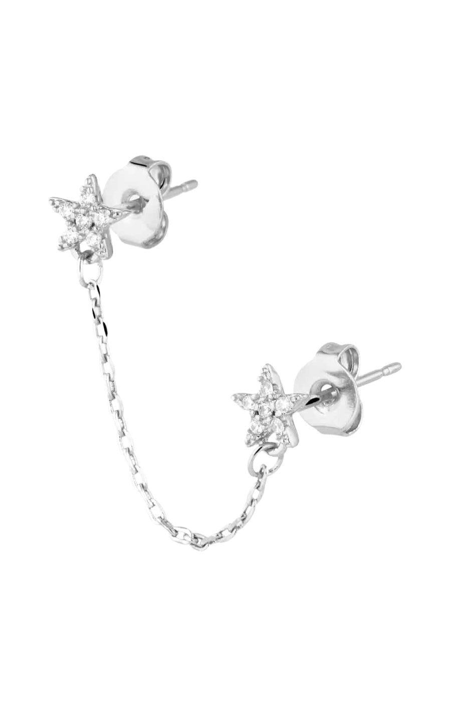 Boucle d'oreille double - Baby stars - Laiton plaqué argent 10 microns