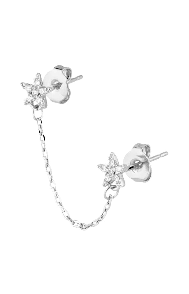 Boucle d'oreille double - Baby stars - Laiton plaqué argent 10 microns