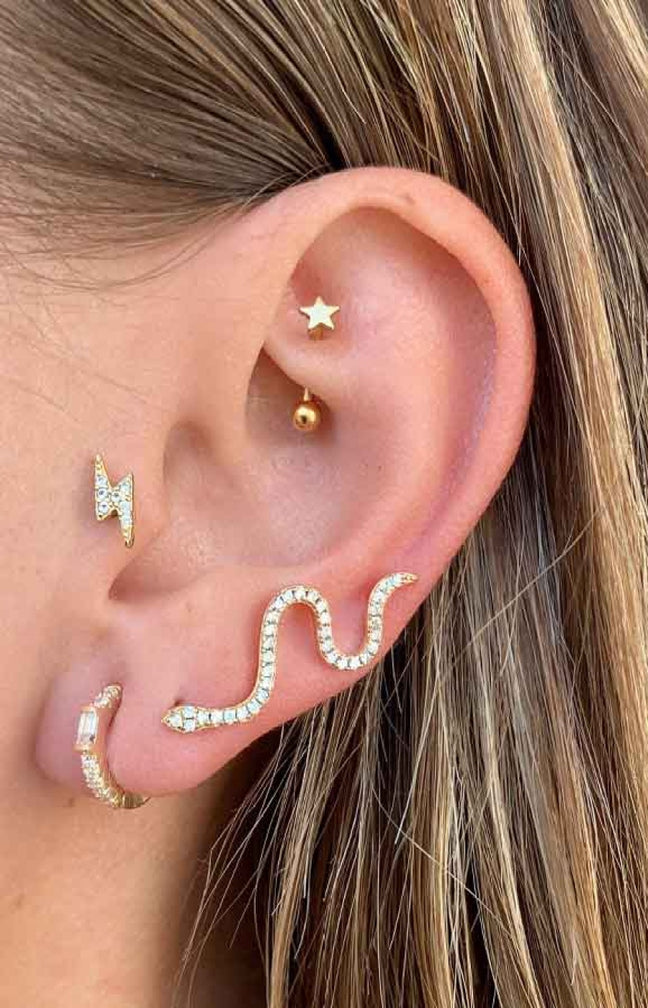 Boucle d'oreille - Baby snake - Laiton doré or 1 micron