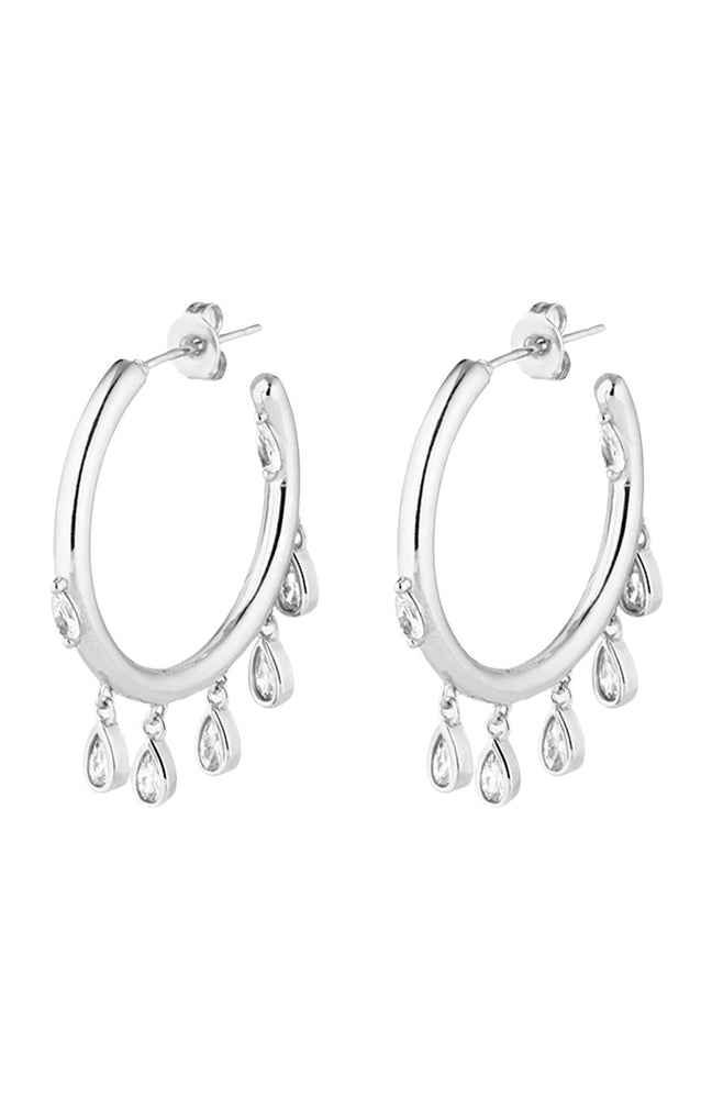 Boucles d'oreilles créoles - Coco Hoops - Laiton plaqué argent 10 microns & strass