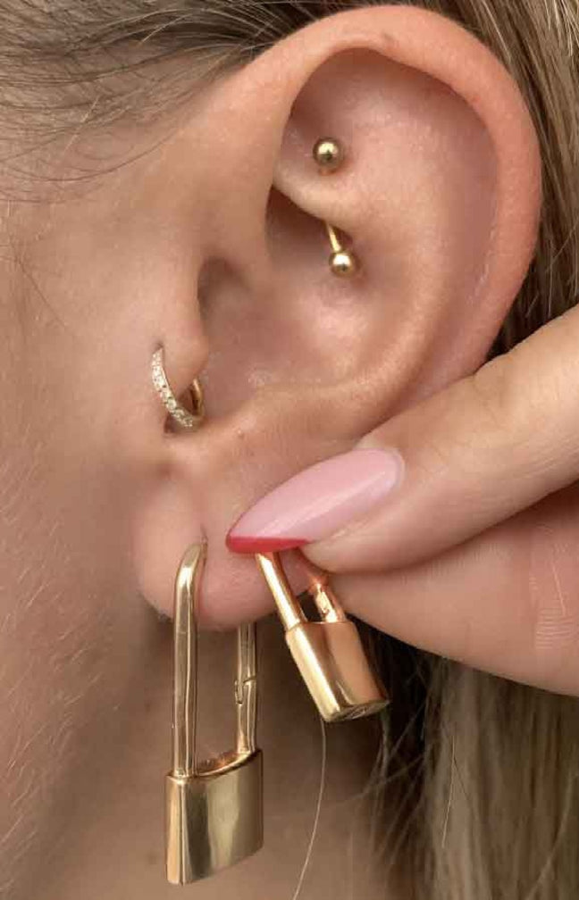 Boucle d'oreille - Baby lock - Laiton doré or 1 micron