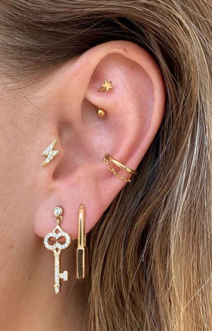 Boucle d'oreille - Baby key - Laiton doré or 1 micron