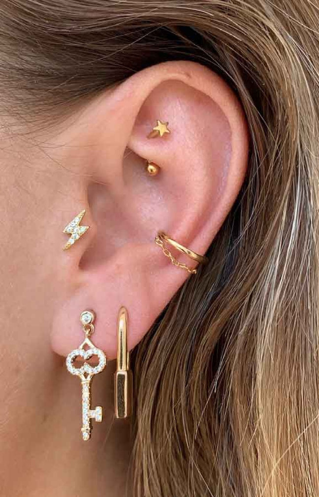 Boucle d'oreille - Baby key - Laiton doré or 1 micron