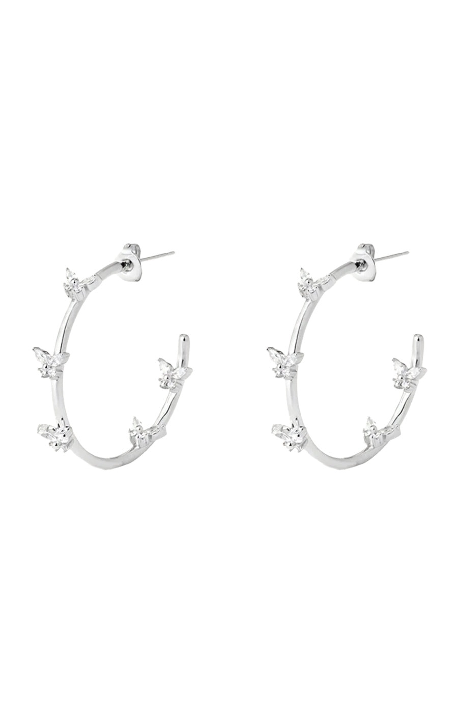 Boucles d'oreilles créoles - Fly Hoops - Laiton plaqué argent 10 microns