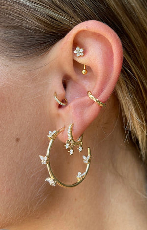 Boucles d'oreilles créoles - Fly Hoops - Laiton plaqué argent 10 microns