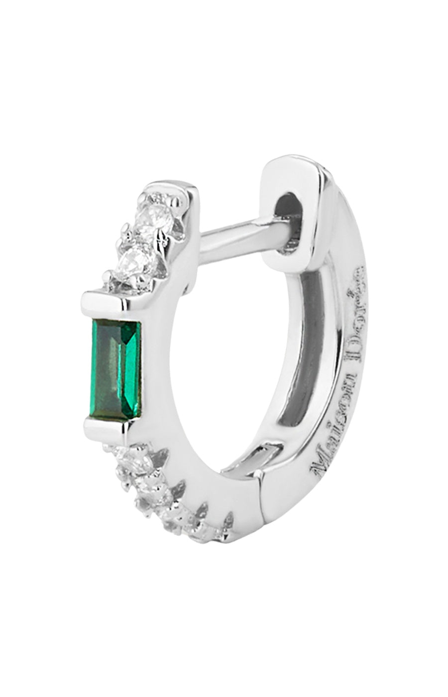 Boucle d'oreille créole - Green Sparkly Hoop - Laiton plaqué argent 10 microns