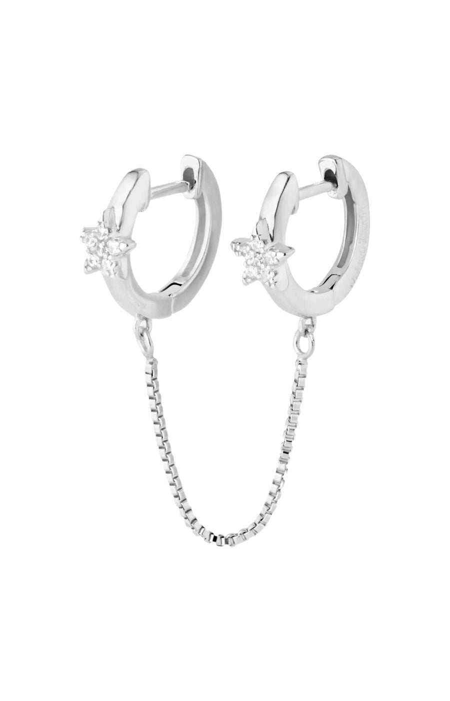 Boucle d'oreille double - 22:22 - Laiton plaqué argent 10 microns