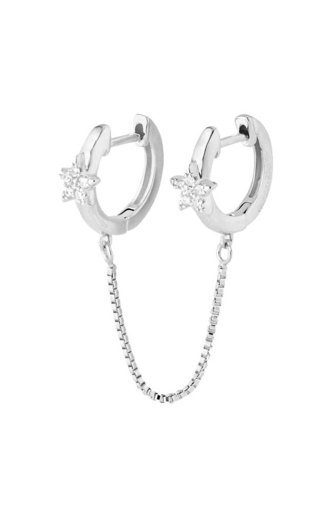Boucle d'oreille double - 22:22 - Laiton plaqué argent 10 microns