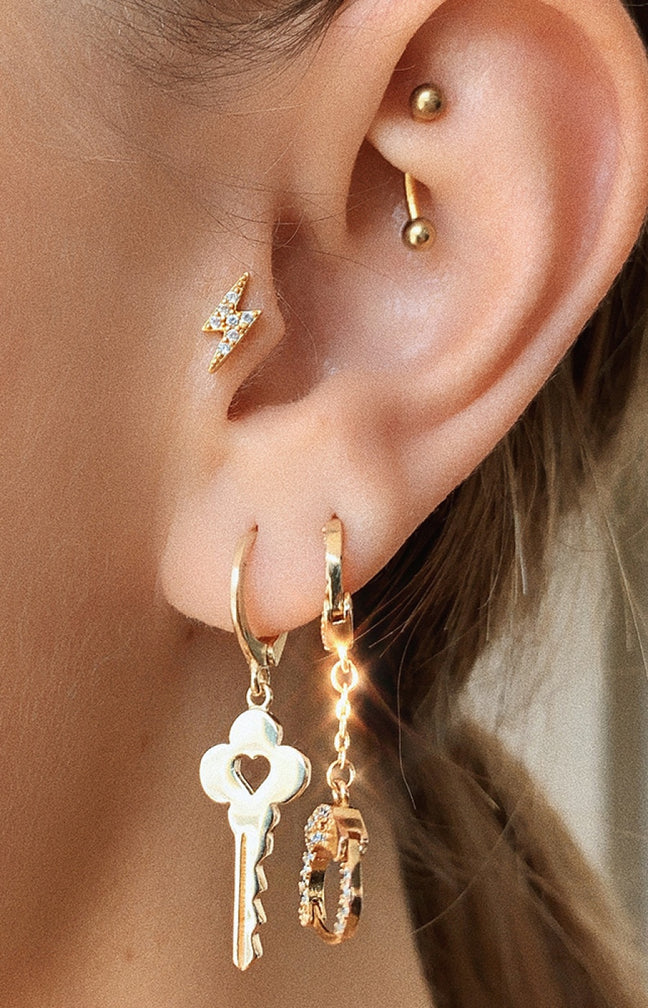 Boucle d'oreille - Key - Laiton doré or 1 micron