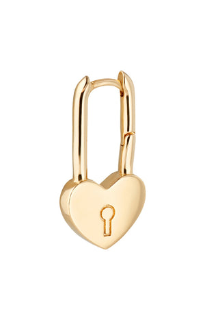 Boucle d'oreille - Lock Coeur - Laiton doré or 1 micron