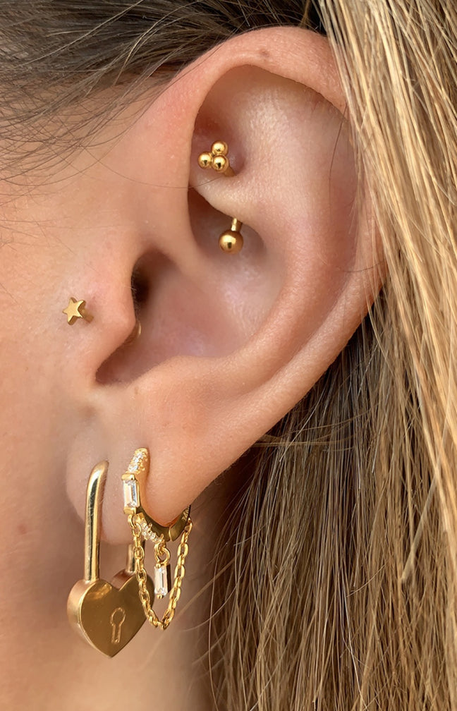 Boucle d'oreille - Lock Coeur - Laiton doré or 1 micron