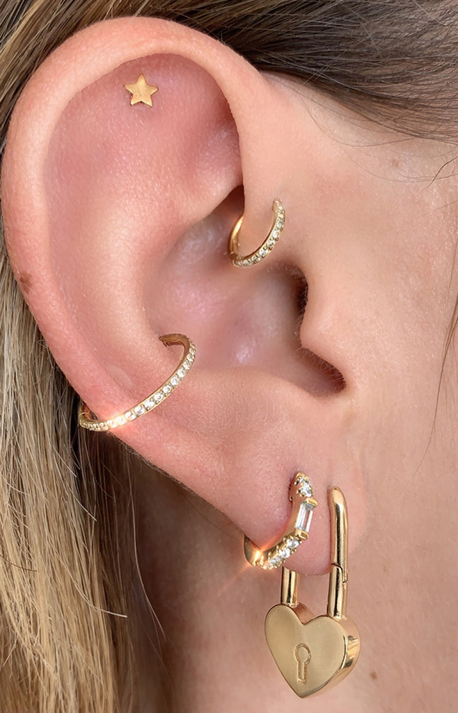 Boucle d'oreille - Lock Coeur - Laiton plaqué argent 10 microns