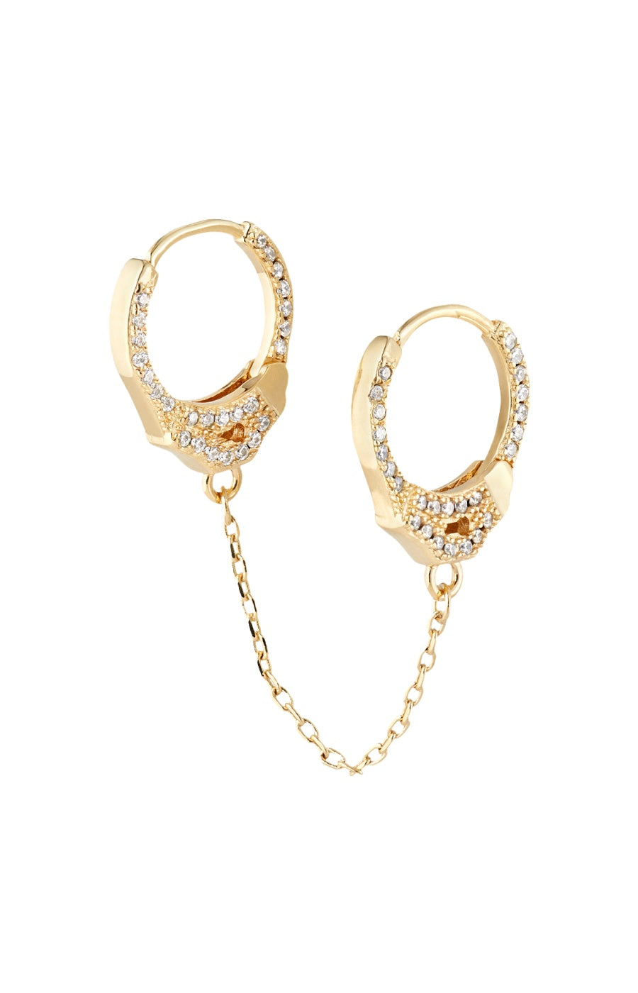 Boucle d'oreille double - Menottes - Laiton doré or 1 micron