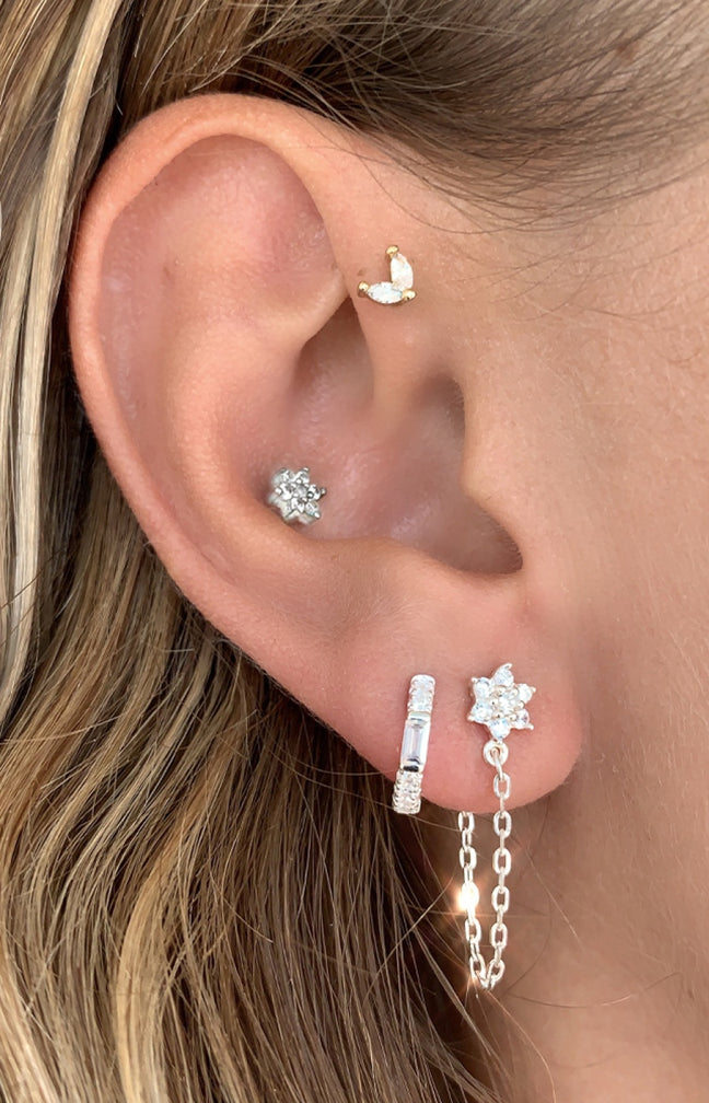 Boucle d'oreille - Midnight - Laiton plaqué argent 10 microns