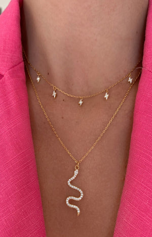 Collier - Snake - Laiton doré or 1 micron