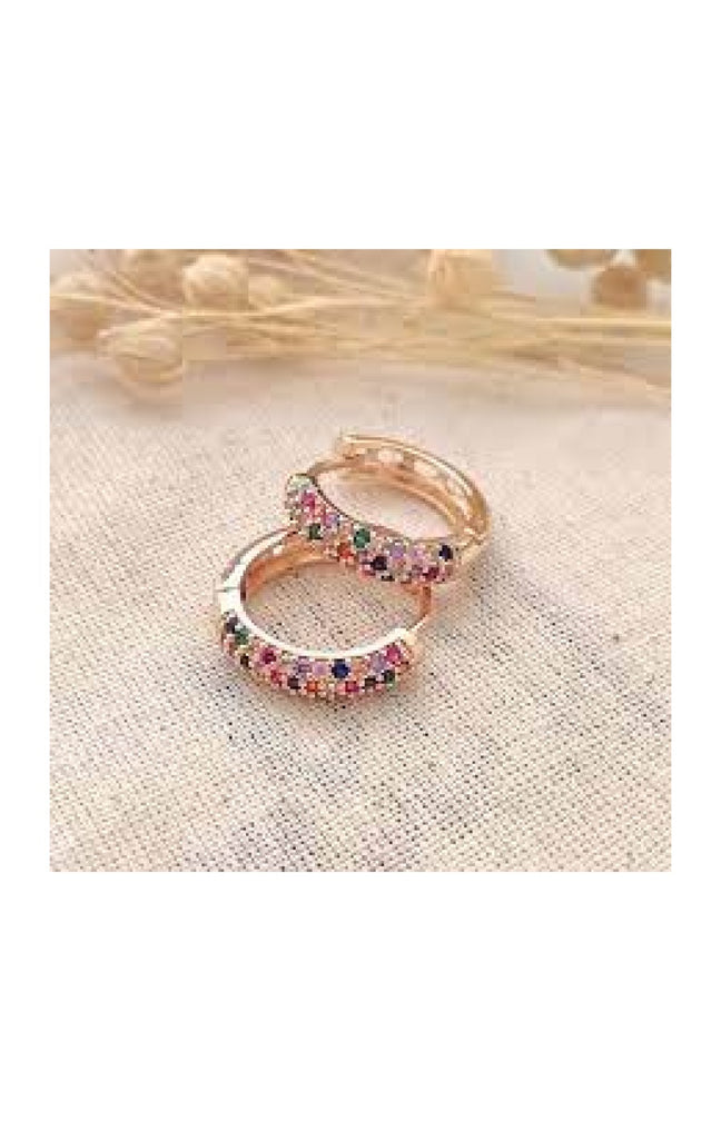 Créoles - Laiton plaqué or & zircons multicolores