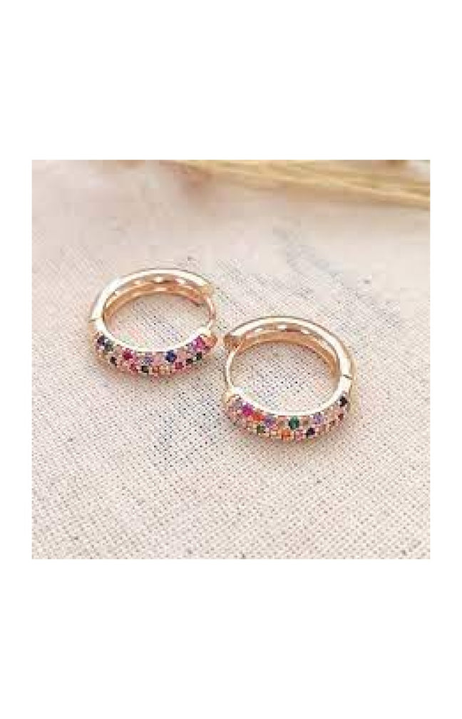 Créoles - Laiton plaqué or & zircons multicolores