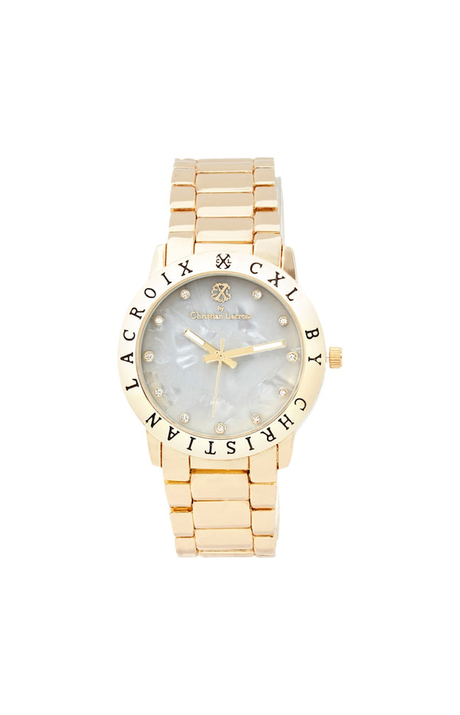 Montre à quartz en acier - Doré & blanc nacré