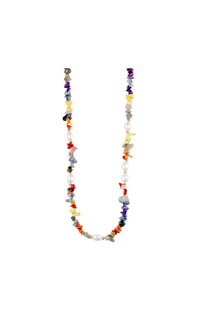 Collier pierres - Alliage doré & pierres naturelles